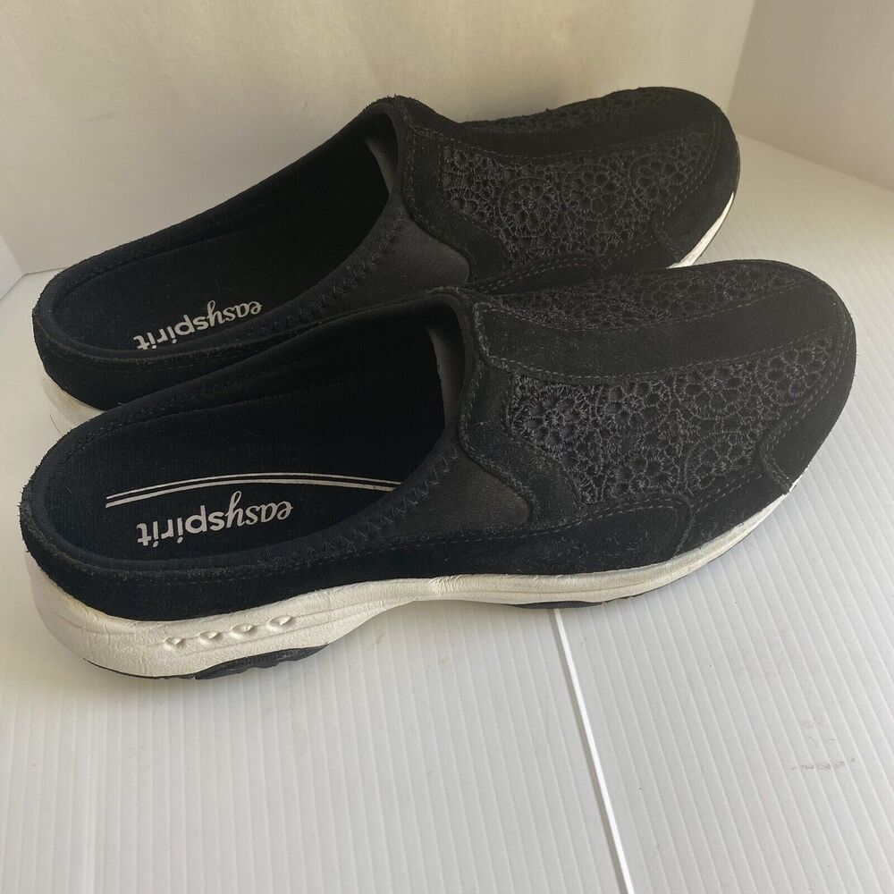 EASY Spirit Women's Sneaker Open Back Slip on   Black & write Color Sz 9 M